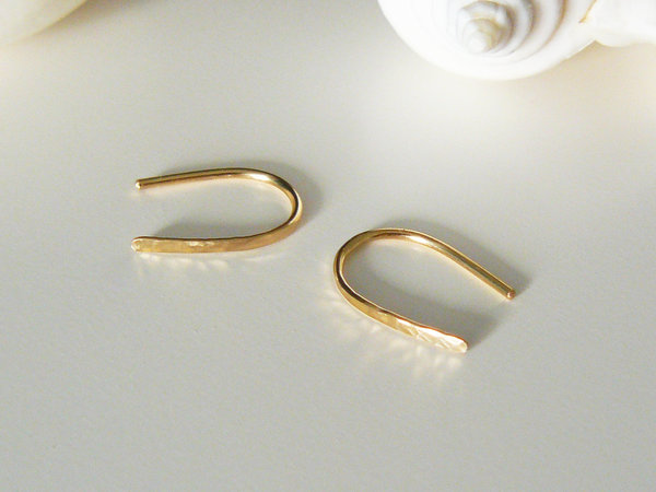 Kleine gehämmerte Ohrringe Gold filled, 1,5 cm